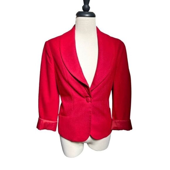 Georgiou Studio Vintage Red Wool BlazerJacket Size Small - Picture 1 of 6